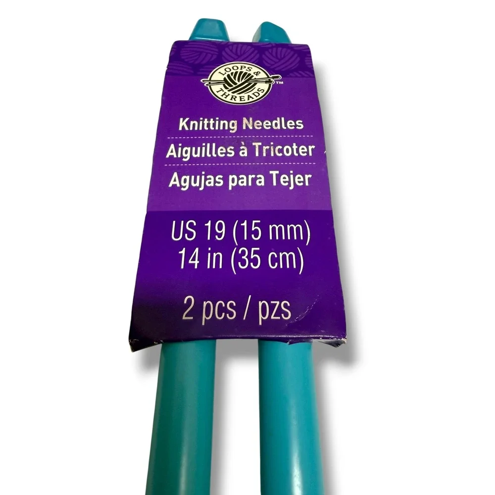 Loops & Threads US 19 15mm Single Point Knitting Needles 14in‎ Turquoise 154234